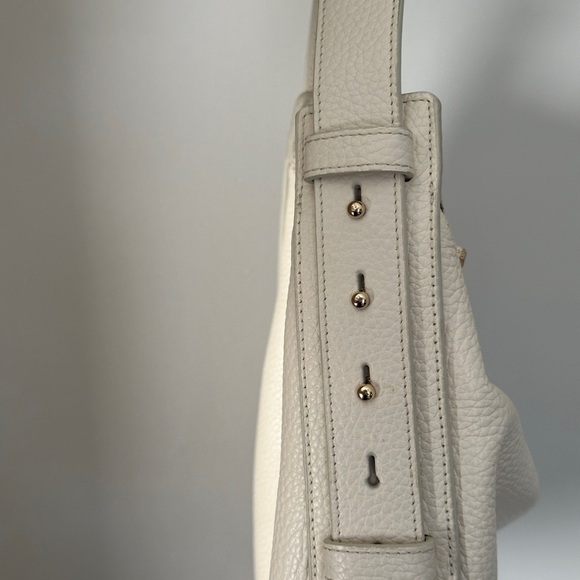 Creamy White Hobo Bag with Textured Leather - Picture 2 of 3